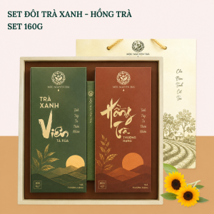 Set đôi Trà xanh viên - Hồng trà thượng hạng 160g
